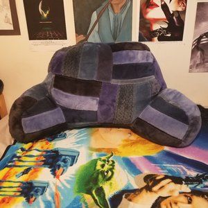 Blue Patchwork Bed Rest Pillow